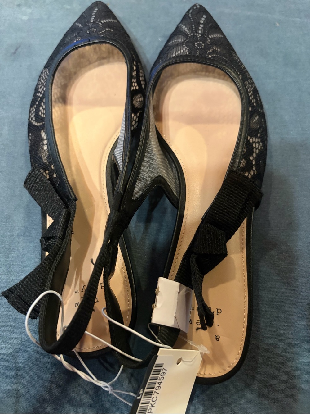 Target Black Lace Pointed Slingback Flats with Bow